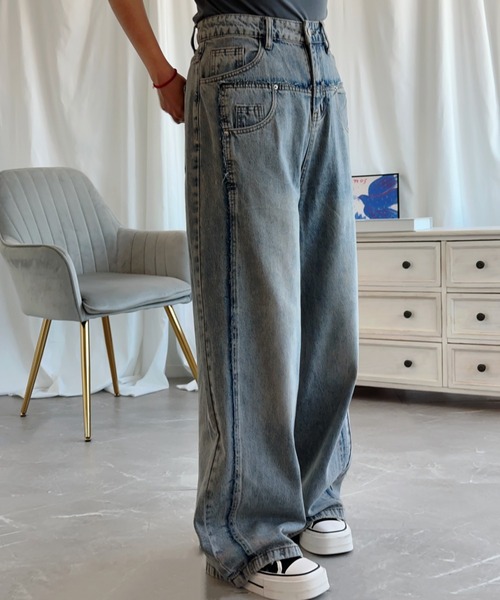 aimoha(アイモハ)の「【Aimoha】レトロ風デニムパンツ(デニムパンツ・レディース・ライトブルー・SMALL/MEDIUM/LARGE)」の6枚目の写真