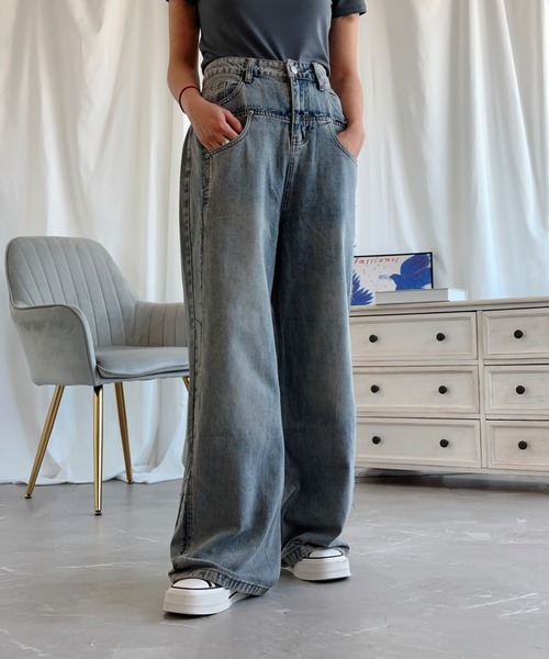 aimoha(アイモハ)の「【Aimoha】レトロ風デニムパンツ(デニムパンツ・レディース・ライトブルー・SMALL/MEDIUM/LARGE)」の7枚目の写真