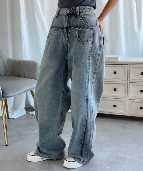 aimoha(アイモハ)の「【Aimoha】レトロ風デニムパンツ(デニムパンツ・レディース・ライトブルー・SMALL/MEDIUM/LARGE)」の8枚目の写真
