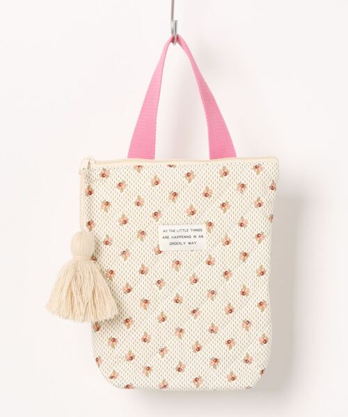 urbanfemine./フリンジ付き 縦長 キルティング フラワー バッグ