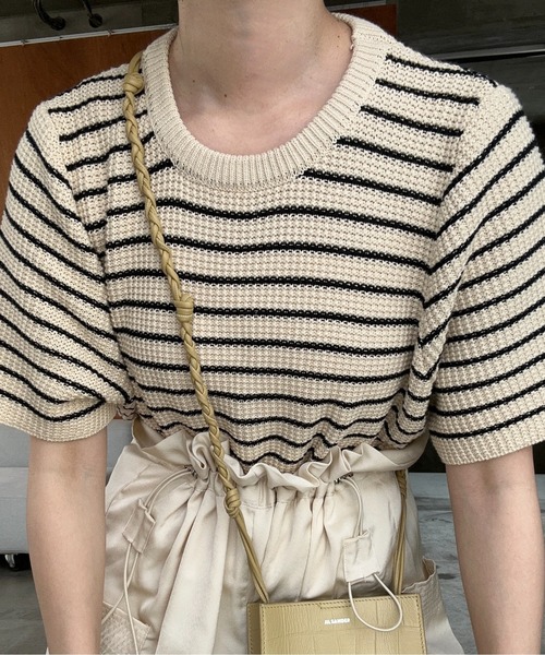 lawgy(ラウジー)の「border compact pullover / ボーダーコンパクトプルオーバー(Tシャツ/カットソー・レディース・ベージュ/カーキ/ブラック・FREE)」の11枚目の写真