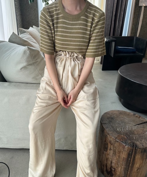 lawgy(ラウジー)の「border compact pullover / ボーダーコンパクトプルオーバー(Tシャツ/カットソー・レディース・ベージュ/カーキ/ブラック・FREE)」の9枚目の写真