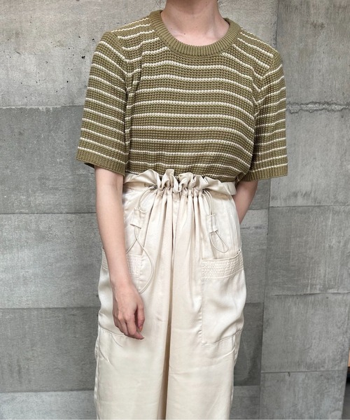 lawgy(ラウジー)の「border compact pullover / ボーダーコンパクトプルオーバー(Tシャツ/カットソー・レディース・ベージュ/カーキ/ブラック・FREE)」の8枚目の写真