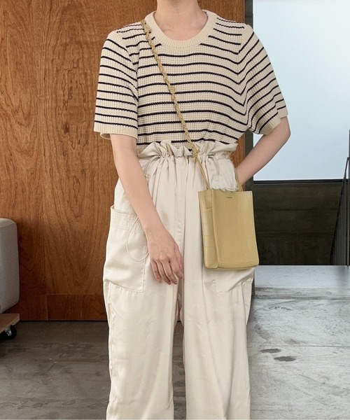 lawgy(ラウジー)の「border compact pullover / ボーダーコンパクトプルオーバー(Tシャツ/カットソー・レディース・ベージュ/カーキ/ブラック・FREE)」の12枚目の写真