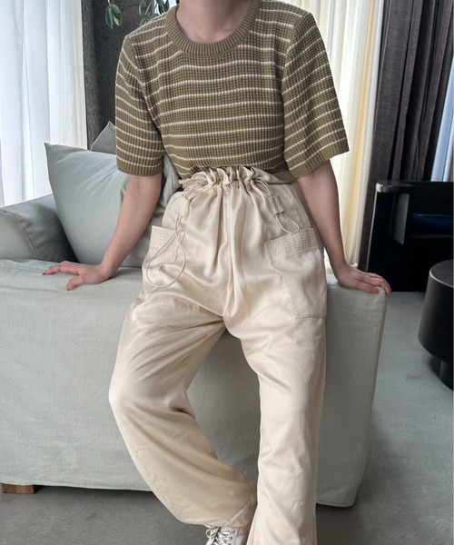 lawgy(ラウジー)の「border compact pullover / ボーダーコンパクトプルオーバー(Tシャツ/カットソー・レディース・ベージュ/カーキ/ブラック・FREE)」の10枚目の写真