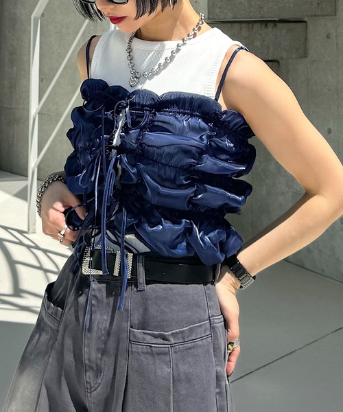 タグ付き　PAGEBOY hinechi ひねち　グロッシー　ビスチェ　シルバー 今季】完売品 ページボーイ2way グロッシービスチェ シルバー