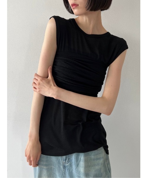 duei(デュイ)の「ビスチェセットレイヤードノースリーブトップス(Tシャツ/カットソー・レディース・オフホワイト/ブラック・FREE)」の14枚目の写真