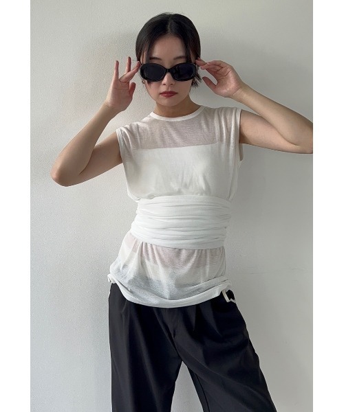 duei(デュイ)の「ビスチェセットレイヤードノースリーブトップス(Tシャツ/カットソー・レディース・オフホワイト/ブラック・FREE)」の19枚目の写真