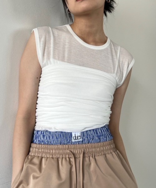 duei(デュイ)の「ビスチェセットレイヤードノースリーブトップス(Tシャツ/カットソー・レディース・オフホワイト/ブラック・FREE)」の13枚目の写真