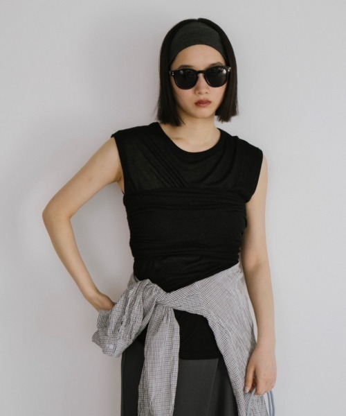 duei(デュイ)の「ビスチェセットレイヤードノースリーブトップス(Tシャツ/カットソー・レディース・オフホワイト/ブラック・FREE)」の8枚目の写真