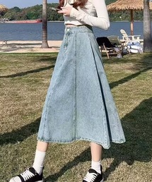 デニム風ロングスカート