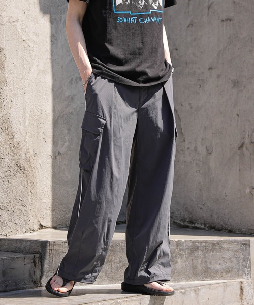 RAGEBLUE（レイジブルー）の「サイドライン/ナイロンワイドカーゴパンツ/パラシュートパンツ（カーゴパンツ・メンズ・ホワイト/ブラック/グレー・SMALL/MEDIUM/LARGE）」の15枚目の写真