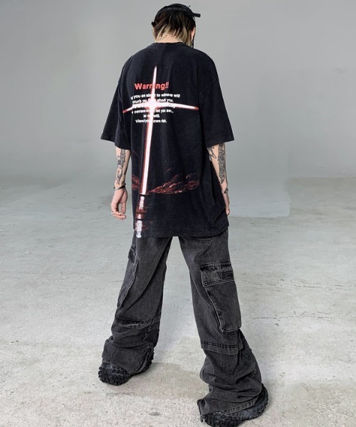 tシャツ A'GEM/9 × .kom 「MadeExtreme/メイドエクストリーム」 WARNING 半袖カットソー レディース A'gem 9 tシャツ A'GEM/9 × .kom 「MadeExtreme/メイド