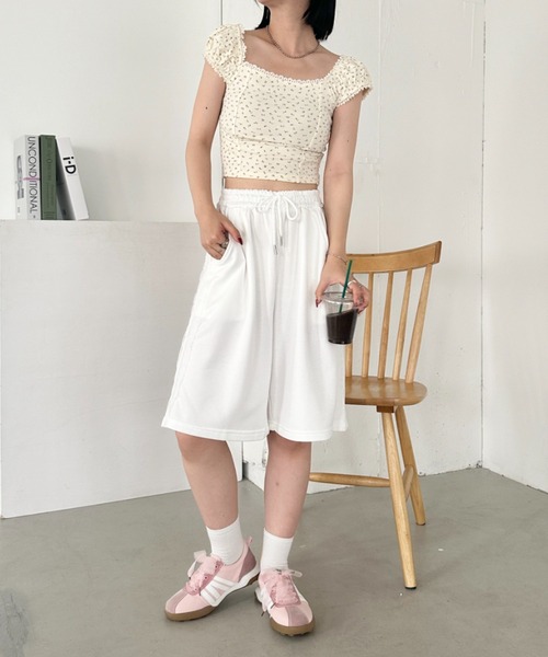 BANDEL ハーフパンツ　Ｌsize白✖️グレー ドライ・軽量】ライトリネン ハーフパンツ【SALE】 BDX483