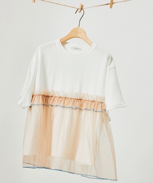 プリーツチュールドッキングTシャツ ROPÉ PICNIC(ロペピクニック) / プリーツチュールドッキングT