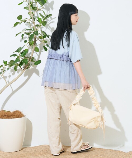 【AMERI】別注チュールドッキングTシャツ Ameri VINTAGE - AMERI 別注チュールドッキングTシャツ ブラック 新品