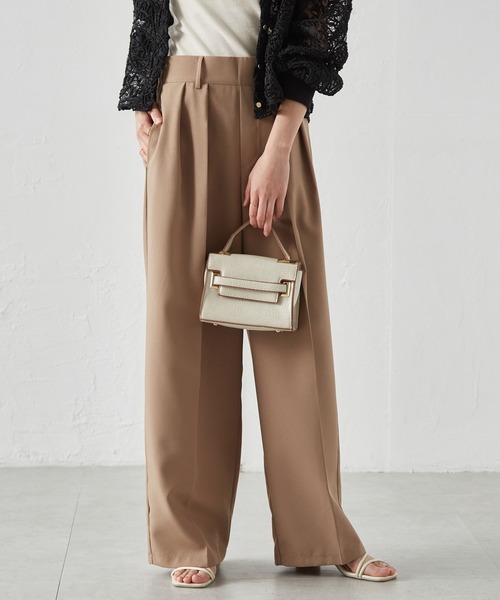 RANAN（ラナン）の「[低身長/高身長/大きいサイズ有]2タックワイドスラックス（スラックス・レディース・グレー/ピンク/ブラック/ベージュ/アイボリー・LL/S/M/L/XLT/ST/MT/LT）」の11枚目の写真