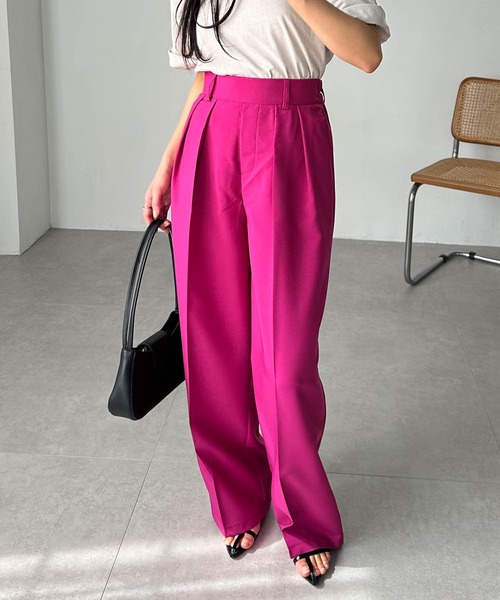 RANAN（ラナン）の「[低身長/高身長/大きいサイズ有]2タックワイドスラックス（スラックス・レディース・グレー/ピンク/ブラック/ベージュ/アイボリー・LL/S/M/L/XLT/ST/MT/LT）」の15枚目の写真