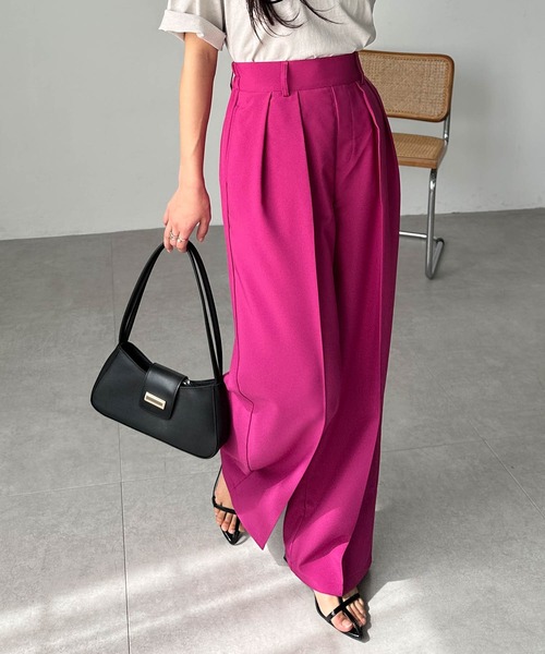 RANAN（ラナン）の「[低身長/高身長/大きいサイズ有]2タックワイドスラックス（スラックス・レディース・グレー/ピンク/ブラック/ベージュ/アイボリー・LL/S/M/L/XLT/ST/MT/LT）」の13枚目の写真