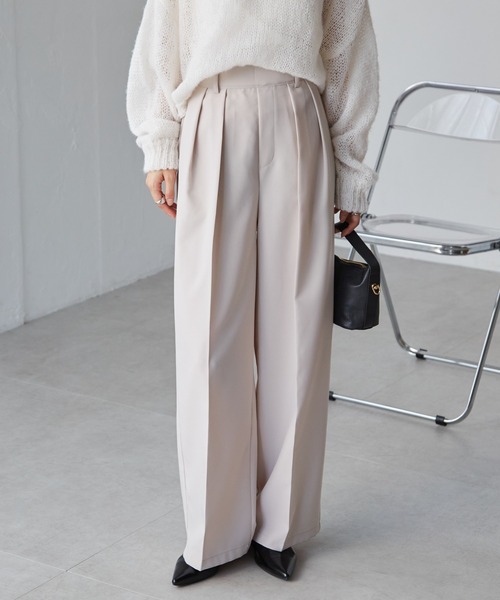 RANAN（ラナン）の「[低身長/高身長/大きいサイズ有]2タックワイドスラックス（スラックス・レディース・グレー/ピンク/ブラック/ベージュ/アイボリー・LL/S/M/L/XLT/ST/MT/LT）」の21枚目の写真