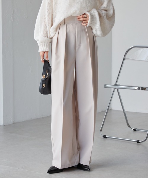 RANAN（ラナン）の「[低身長/高身長/大きいサイズ有]2タックワイドスラックス（スラックス・レディース・グレー/ピンク/ブラック/ベージュ/アイボリー・LL/S/M/L/XLT/ST/MT/LT）」の22枚目の写真