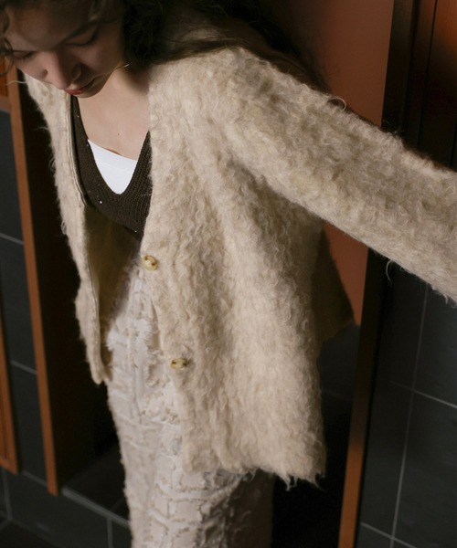 select MOCA（セレクトモカ）の「ロングシャギーカーディガン（カーディガン/ボレロ・レディース・チャコール/ベージュ・FREE）」の10枚目の写真