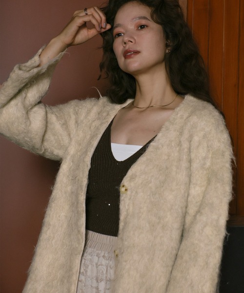 select MOCA（セレクトモカ）の「ロングシャギーカーディガン（カーディガン/ボレロ・レディース・チャコール/ベージュ・FREE）」の8枚目の写真