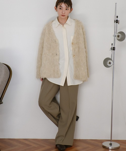 select MOCA（セレクトモカ）の「ロングシャギーカーディガン（カーディガン/ボレロ・レディース・チャコール/ベージュ・FREE）」の12枚目の写真