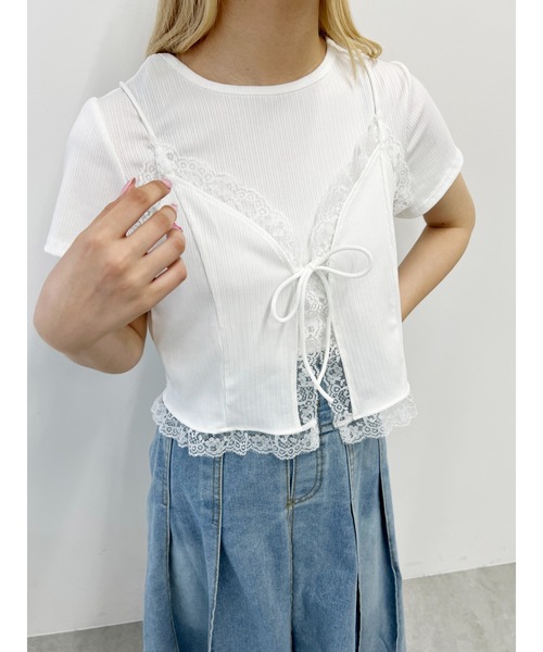 tシャツ フリルキャミセット レディース FREAK'S STORE/サマーニットフリルチュニックキャミセット T