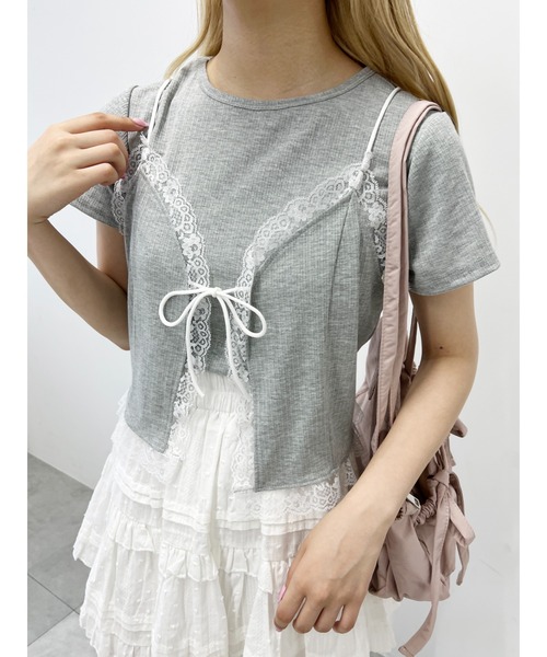 PHILLY(フィリー)の「レースキャミセットTシャツ(Tシャツ/カットソー・レディース・ホワイト/グレー/ブラック・FREE)」の6枚目の写真