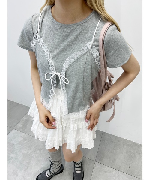 tシャツ フリルキャミセット レディース セール】フリルキャミセット（Tシャツ/カットソー）｜DouDou
