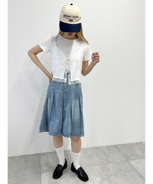 PHILLY(フィリー)の「レースキャミセットTシャツ(Tシャツ/カットソー・レディース・ホワイト/グレー/ブラック・FREE)」の5枚目の写真