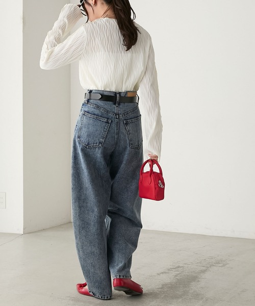 BONLECILL（ボンルシール）の「立体ウェーブジャガード配色メロープルオーバー/インナー（Tシャツ/カットソー・レディース・ピンク/アイボリー/ブラック/ブルー/モカ/オレンジ/ブラウン・FREE）」の14枚目の写真