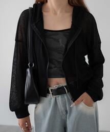 DISPARK/透かし編みクロップドパーカー