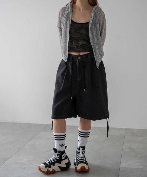 dispark（ディスパーク）の「DISPARK/透かし編みクロップドパーカー（パーカー・レディース・グレー/ブラック・FREE）」の10枚目の写真