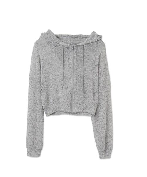 dispark（ディスパーク）の「DISPARK/透かし編みクロップドパーカー（パーカー・レディース・グレー/ブラック・FREE）」の11枚目の写真