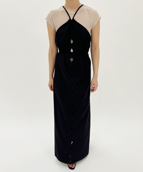 ベースレンジ　baserange Ligo ドレス・ワイルドシルク ブラック ベースレンジ BASERANGE BASERANGE ワンピース LIGO DRESS DRLI