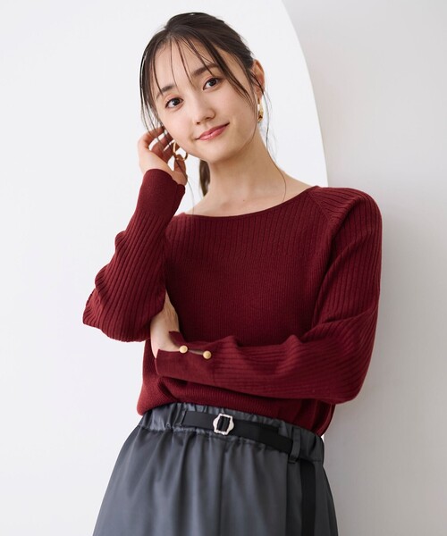 ANY SIS(エニィスィス)の「【ウールブレンドシリーズ】ベースネックリブコンビ ニット(ニット/セーター・レディース・アイボリー系/ブルー系/イエロー系/ブラック系/ワイン系・4)」の7枚目の写真