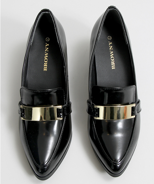 WEGO（ウィゴー）の「WEGO/プレートポインテッドローファー（ドレスシューズ・レディース・ホワイト/ブラック/ブラック系その他・MEDIUM/LARGE）」の7枚目の写真