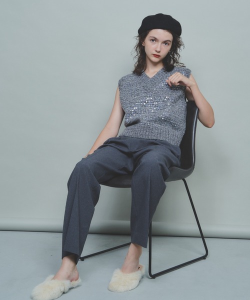 Unitage（ユニテージ）の「スパンコールニットベスト（ベスト・レディース・アイボリー/その他/グレー・FREE）」の7枚目の写真