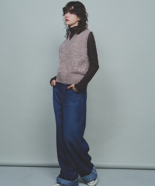 Unitage（ユニテージ）の「スパンコールニットベスト（ベスト・レディース・アイボリー/その他/グレー・FREE）」の8枚目の写真