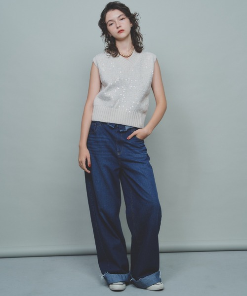 Unitage（ユニテージ）の「スパンコールニットベスト（ベスト・レディース・アイボリー/その他/グレー・FREE）」の19枚目の写真