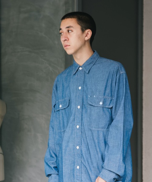 orSlow オアスロウ 長袖ワークシャツ 生成り 白 2 アメカジ orSlow オアスロウ 01-8070 CHAMBRAY WORK SHIRTS シャンブレー