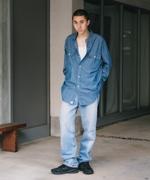 極美品【オアスロウ】シャンブレーシャツ 3 ワークシャツ 長袖 マチ付き 三本針 orSlow（オアスロウ） / WORK CHAMBRAY SHIRT（ワーク