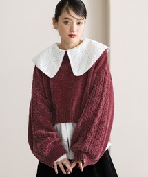 ボリュームスリーブ/袖ラインモールニット