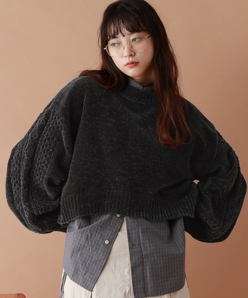 RAGEBLUE（レイジブルー）の「ボリュームスリーブ/袖ラインモールニット（ニット/セーター・レディース・オフホワイト/ブルー/ブラック/オレンジ/オレンジ系その他7/ブラウン/ピンク/レッド・FREE）」の18枚目の写真