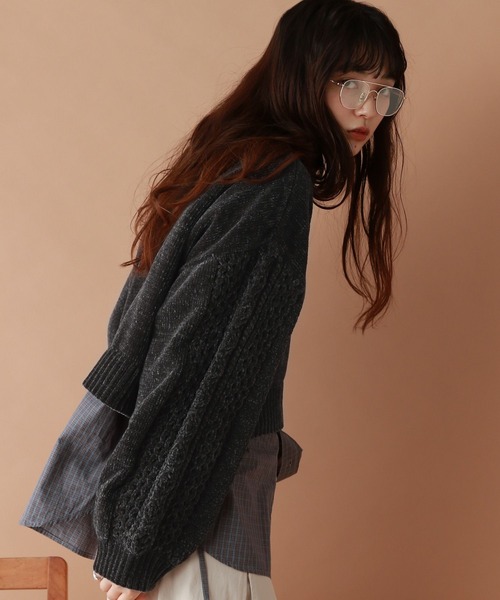 RAGEBLUE（レイジブルー）の「ボリュームスリーブ/袖ラインモールニット（ニット/セーター・レディース・オフホワイト/ブルー/ブラック/オレンジ/オレンジ系その他7/ブラウン/ピンク/レッド・FREE）」の19枚目の写真