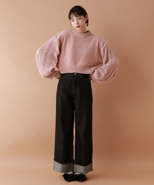 RAGEBLUE（レイジブルー）の「ボリュームスリーブ/袖ラインモールニット（ニット/セーター・レディース・オフホワイト/ブルー/ブラック/オレンジ/オレンジ系その他7/ブラウン/ピンク/レッド・FREE）」の20枚目の写真