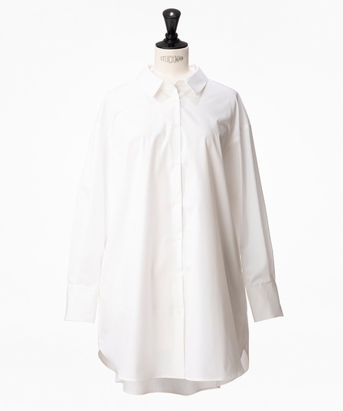 STRAWBERRY-FIELDS（ストロベリーフィールズ）の「ミディ丈シャツ（Tシャツ/カットソー・レディース・オフホワイト/サックスブルー・2）」の6枚目の写真