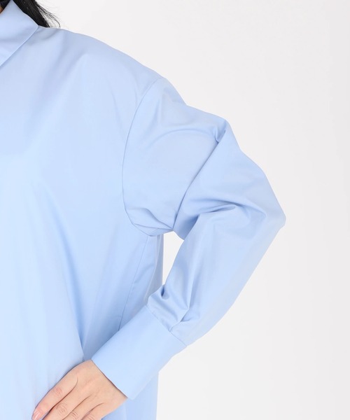 STRAWBERRY-FIELDS（ストロベリーフィールズ）の「ミディ丈シャツ（Tシャツ/カットソー・レディース・オフホワイト/サックスブルー・2）」の3枚目の写真